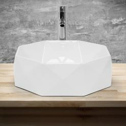 Meilleure affaire 🎉 ML-DESIGN Lavabo en céramique pour salle de bain lavabo en forme de diamant Ø 42x13,5 cm 🎉 8 Meilleure affaire 🎉 ML-DESIGN Lavabo en céramique pour salle de bain lavabo en forme de diamant Ø 42x13,5 cm 🎉 -Métal Soldes 4064649056862 3
