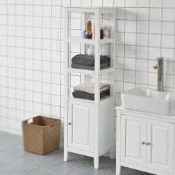 Top 10 🌟 SoBuy® FRG205-W Meuble Colonne de Salle de Bain Armoire Toilette haute – Blanc 🥰 -Métal Soldes 4251388600917 3