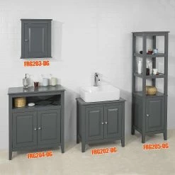 Vente flash 👍 SoBuy® FRG205-DG Meuble Colonne de Salle de Bain Armoire Toilette Haute 🔔 -Métal Soldes 4251388606261 4
