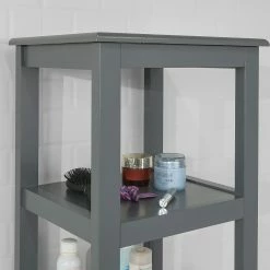 Vente flash 👍 SoBuy® FRG205-DG Meuble Colonne de Salle de Bain Armoire Toilette Haute 🔔 -Métal Soldes 4251388606261 6
