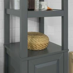 Vente flash 👍 SoBuy® FRG205-DG Meuble Colonne de Salle de Bain Armoire Toilette Haute 🔔 -Métal Soldes 4251388606261 7