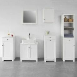 Sortie 🔥 SoBuy® BZR19-W Meuble Haut de Salle de Bain- 1 Porte Placard Commode Meuble de Rangement Mural Armoire Suspendue 💯 -Métal Soldes 4251388609163 4
