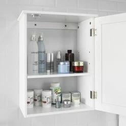 Sortie 🔥 SoBuy® BZR19-W Meuble Haut de Salle de Bain- 1 Porte Placard Commode Meuble de Rangement Mural Armoire Suspendue 💯 -Métal Soldes 4251388609163 6