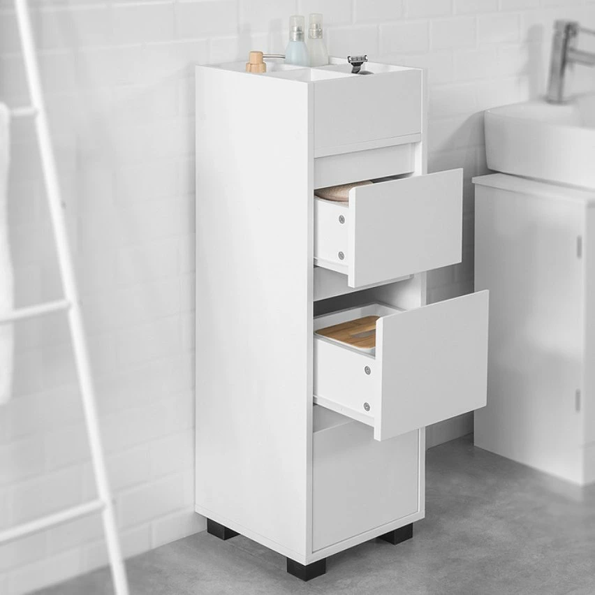 Top 10 👏 SoBuy® BZR29-W Meuble Demi-Colonne Meuble Bas de Salle de Bain avec 3 Tiroirs, 4 Compartiments et Porte-Serviette - Blanc 🥰 2 Top 10 👏 SoBuy® BZR29-W Meuble Demi-Colonne Meuble Bas de Salle de Bain avec 3 Tiroirs, 4 Compartiments et Porte-Serviette - Blanc 🥰 – Image 2