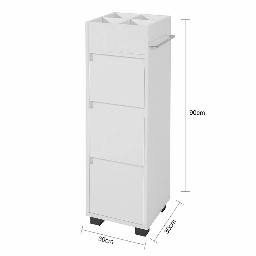 Top 10 👏 SoBuy® BZR29-W Meuble Demi-Colonne Meuble Bas de Salle de Bain avec 3 Tiroirs, 4 Compartiments et Porte-Serviette - Blanc 🥰 4 Top 10 👏 SoBuy® BZR29-W Meuble Demi-Colonne Meuble Bas de Salle de Bain avec 3 Tiroirs, 4 Compartiments et Porte-Serviette - Blanc 🥰 – Image 4