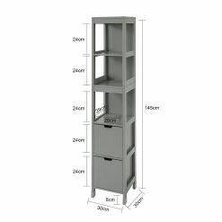 Le moins cher 💯 SoBuy® FRG126-SG Meuble Colonne de Salle de Bain Armoire Haute – 4 étagères et 2 tiroirs 😉 -Métal Soldes 4251388611920 6