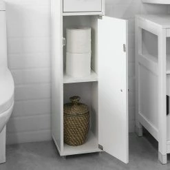 Promo 😉 SoBuy BZR34-W Meuble de Rangement Salle d Bain Meuble Colonne Armoire de Toilette Meuble WC 🛒 -Métal Soldes 4251388612927 4