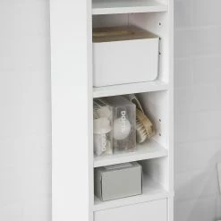 Promo 😉 SoBuy BZR34-W Meuble de Rangement Salle d Bain Meuble Colonne Armoire de Toilette Meuble WC 🛒 -Métal Soldes 4251388612927 6