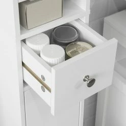 Promo 😉 SoBuy BZR34-W Meuble de Rangement Salle d Bain Meuble Colonne Armoire de Toilette Meuble WC 🛒 -Métal Soldes 4251388612927 7