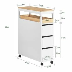 Sortie 🎉 SoBuy BZR54-W Meuble Bas Salle de Bain Étroit sur roulettes, Rangement WC Compact, 1 Plateau Amovible et 3 tiroirs, 65x23x82cm 🧨 -Métal Soldes 4251388617595 7