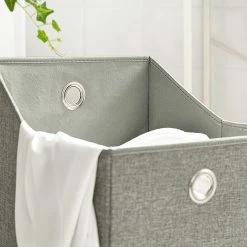 Le moins cher ❤️ SoBuy BZR57-W Panier à Linge sur Pied Salle de Bain avec Étagère, 2 Compartiments et 2 Sacs à Linge Amovibles, 77x38x80cm 👍 -Métal Soldes 4251388618608 5