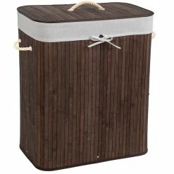 Tout neuf ⭐ Tectake Panier à linge bambou rectangulaire - 100 L 🔥 -Métal Soldes 4260435994954 1
