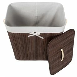Tout neuf ⭐ Tectake Panier à linge bambou rectangulaire - 100 L 🔥 -Métal Soldes 4260435994954 3