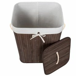 Tout neuf ⭐ Tectake Panier à linge bambou rectangulaire - 100 L 🔥 -Métal Soldes 4260435994978 3