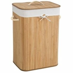Tout neuf ⭐ Tectake Panier à linge bambou rectangulaire - 100 L 🔥 -Métal Soldes 4260435994985 1