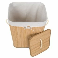 Tout neuf ⭐ Tectake Panier à linge bambou rectangulaire - 100 L 🔥 -Métal Soldes 4260435994985 3