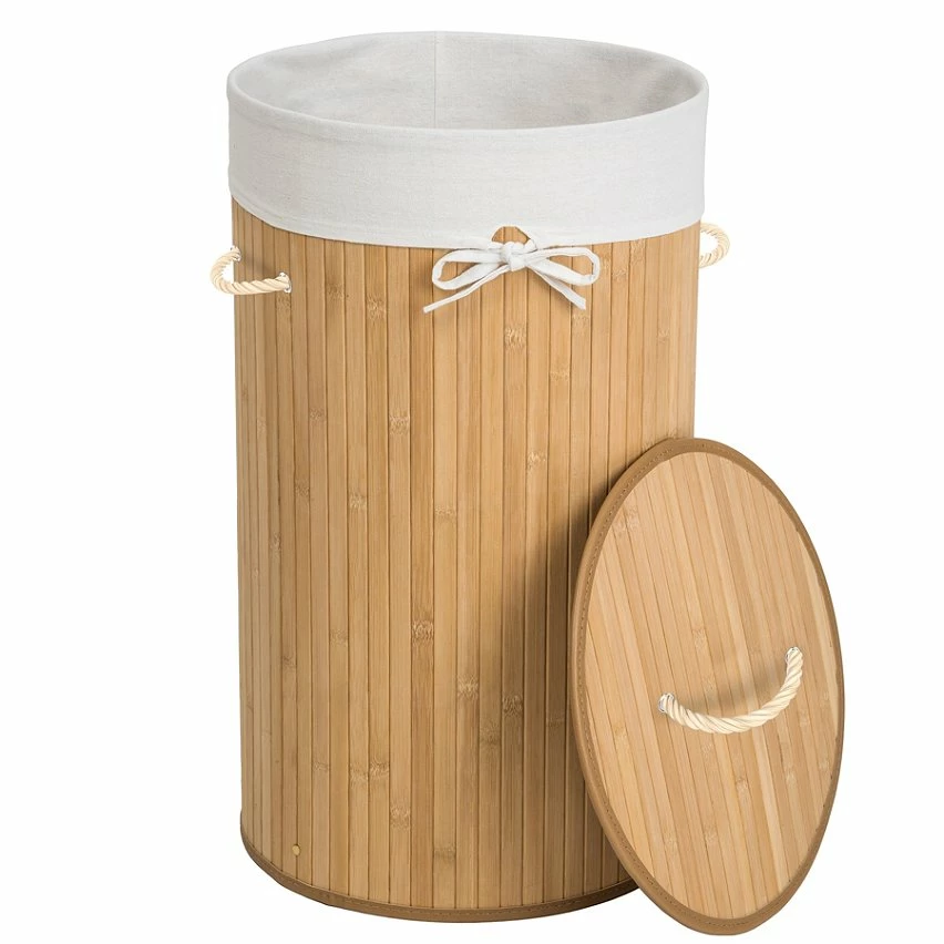 Meilleur prix 🔔 Tectake Panier à linge bambou rond 👍 2 Meilleur prix 🔔 Tectake Panier à linge bambou rond 👍 – Image 2