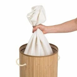 Meilleur prix 🔔 Tectake Panier à linge bambou rond 👍 8 Meilleur prix 🔔 Tectake Panier à linge bambou rond 👍 -Métal Soldes 4260435994992 4