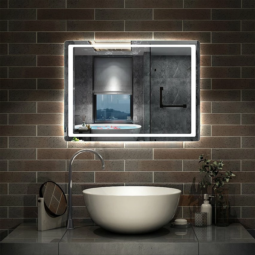 Bon marché ⭐ AICA Sanitaire Miroir rectangulaire de salle de bains de miroir de LED de contact anti-buée, 90*4*65cm 👍 2 Bon marché ⭐ AICA Sanitaire Miroir rectangulaire de salle de bains de miroir de LED de contact anti-buée, 90*4*65cm 👍 – Image 2
