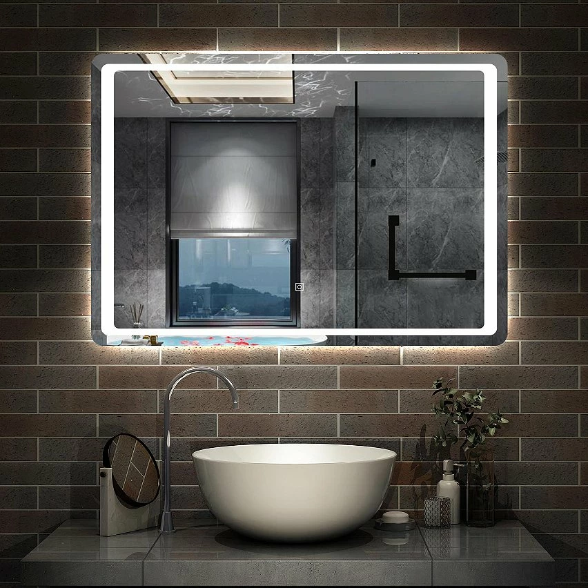 Vente flash 🎁 AICA Sanitaire Miroir de salle de bain anti-buée avec interrupteur tactile, commande unique, lumière blanche 6000K, 90*4*70cm ⭐ 2 Vente flash 🎁 AICA Sanitaire Miroir de salle de bain anti-buée avec interrupteur tactile, commande unique, lumière blanche 6000K, 90*4*70cm ⭐ – Image 2