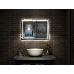 Offres 👍 AICA Sanitaire Miroir antibuée avec interrupteur tactile + commande unique + lumière blanche 6000k + 80 x 4 x 60 cm (L x P x H) 🥰 -Métal Soldes 4764075201347 3
