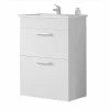 Meilleure vente 👍 AICA Sanitaire meuble sous vasque couleur blanc avec deux tiroirs , lavabo leger en céramique 🤩