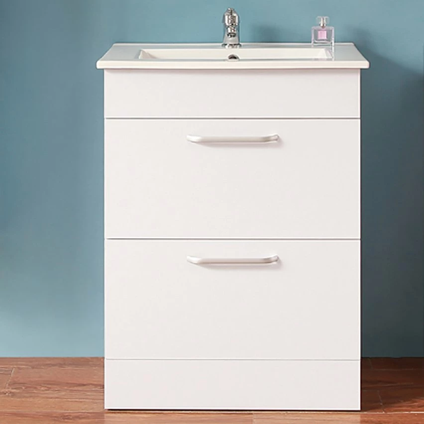 Meilleure vente 👍 AICA Sanitaire meuble sous vasque couleur blanc avec deux tiroirs , lavabo leger en céramique 🤩 4 Meilleure vente 👍 AICA Sanitaire meuble sous vasque couleur blanc avec deux tiroirs , lavabo leger en céramique 🤩 – Image 4