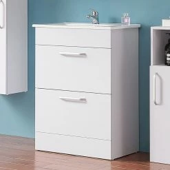 Meilleure vente 👍 AICA Sanitaire meuble sous vasque couleur blanc avec deux tiroirs , lavabo leger en céramique 🤩 11 Meilleure vente 👍 AICA Sanitaire meuble sous vasque couleur blanc avec deux tiroirs , lavabo leger en céramique 🤩 -Métal Soldes 4764075263918 7