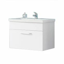 Meilleure vente ✨ AICA Sanitaire meuble suspendu blanc avec un tiroir, lavabo en céramique 🔥