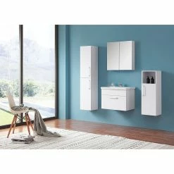 Meilleure vente ✨ AICA Sanitaire meuble suspendu blanc avec un tiroir, lavabo en céramique 🔥 -Métal Soldes 4764075263949 5
