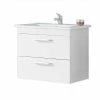 Grosses soldes 🥰 AICA Sanitaire meuble de salle de bain suspendu blanc avec deux tiroirs, lavabo leger en céramique 👍