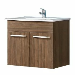 Tout neuf 🥰 AICA Sanitaire meuble sous vasque avec deux portes couleur noyer, lavabo leger en céramique 😍