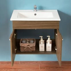 Tout neuf 🥰 AICA Sanitaire meuble sous vasque avec deux portes couleur noyer, lavabo leger en céramique 😍 9 Tout neuf 🥰 AICA Sanitaire meuble sous vasque avec deux portes couleur noyer, lavabo leger en céramique 😍 -Métal Soldes 4764075264052 3