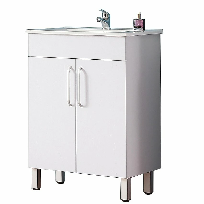 Remise 🎉 AICA Sanitaire meuble avec 2 portes couleur blanc, lavabo leger en céramique 💯 1 Remise 🎉 AICA Sanitaire meuble avec 2 portes couleur blanc, lavabo leger en céramique 💯