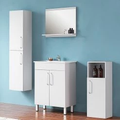 Remise 🎉 AICA Sanitaire meuble avec 2 portes couleur blanc, lavabo leger en céramique 💯 11 Remise 🎉 AICA Sanitaire meuble avec 2 portes couleur blanc, lavabo leger en céramique 💯 -Métal Soldes 4764075264076 5
