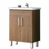 Offres ✨ AICA Sanitaire meuble avec 2 portes couleur noyer, meuble avec pied, lavabo en céramique ⭐