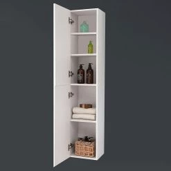 Vente flash 🛒 AICA Sanitaire armoire de rangement blanc deux portes 30 x 26,8 x 142 cm 🧨 -Métal Soldes 4764075264144 3