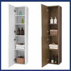 Vente flash 🛒 AICA Sanitaire armoire de rangement blanc deux portes 30 x 26,8 x 142 cm 🧨 -Métal Soldes 4764075264144 5
