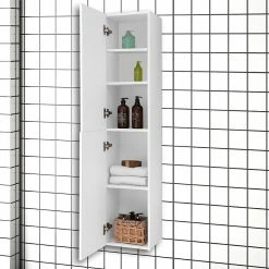 Vente flash 🛒 AICA Sanitaire armoire de rangement blanc deux portes 30 x 26,8 x 142 cm 🧨 -Métal Soldes 4764075264144 6