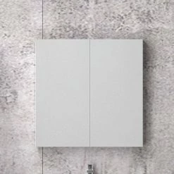 Meilleure vente ⭐ AICA Sanitaire meuble haute couleur noyer avec miroir, miroir de salle de bain avec placard derrière 💯 -Métal Soldes 4764075264199 5