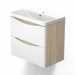 Bon marché 😀 AICA Sanitaire meuble de salle de bain - style scandinave avec deux tiroirs, 59 x 34,5 x 50 cm 🛒