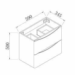 Bon marché 😀 AICA Sanitaire meuble de salle de bain - style scandinave avec deux tiroirs, 59 x 34,5 x 50 cm 🛒 -Métal Soldes 4764075264328 3