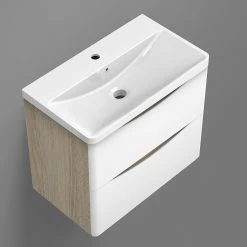 Bon marché 😀 AICA Sanitaire meuble de salle de bain - style scandinave avec deux tiroirs, 59 x 34,5 x 50 cm 🛒 -Métal Soldes 4764075264328 5