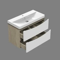 Bon marché 😍 AICA Sanitaire meuble style scandinave avec deux tiroirs, 80 x 39,5 x 50 cm 💯 -Métal Soldes 4764075264335 3