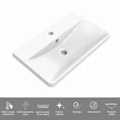 Bon marché 😍 AICA Sanitaire meuble style scandinave avec deux tiroirs, 80 x 39,5 x 50 cm 💯 -Métal Soldes 4764075264335 7