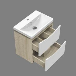 Meilleure vente ⌛ AICA Sanitaire meuble de salle de bain - style scandinave avec deux tiroirs, 49,5 x 34,5 x 50 cm 😉 -Métal Soldes 4764075264342 5