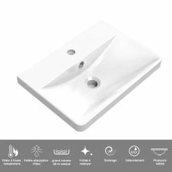 Meilleure vente ⌛ AICA Sanitaire meuble de salle de bain - style scandinave avec deux tiroirs, 49,5 x 34,5 x 50 cm 😉 -Métal Soldes 4764075264342 6