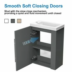 Offres 👏 AICA Sanitaire meuble-lavabo avec une porte anthrcite, 44 x 23 x 60 cm 🔥 -Métal Soldes 4764075264397 5