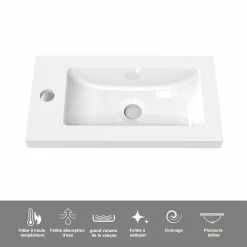 Offres 👏 AICA Sanitaire meuble-lavabo avec une porte anthrcite, 44 x 23 x 60 cm 🔥 -Métal Soldes 4764075264397 6