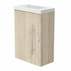 Meilleur prix ✔️ AICA Sanitaire meuble-lavabo avec une porte motif chêne, 44 x 23 x 60 cm 🧨 -Métal Soldes 4764075264403 3